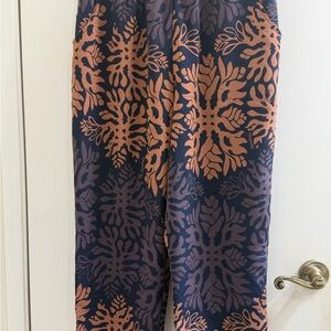 Manuhealii Navy Blue, Purple, and Brown Patterned Pants
